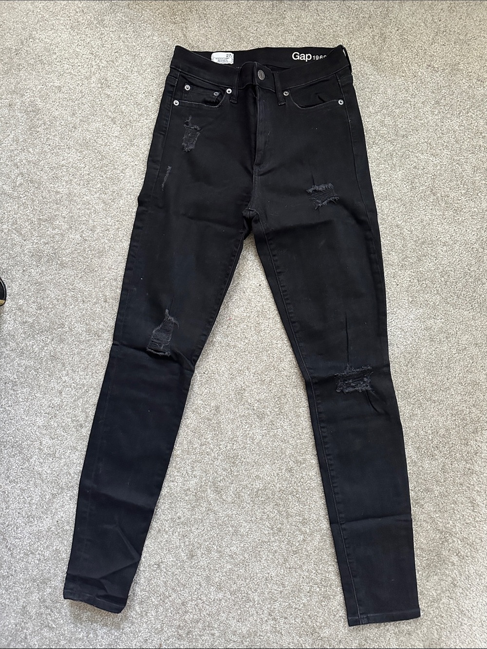 GAP Black Ripped High-Rise Skinny Jeans